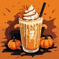 Delicous pumpkin spice latte coffee illustration