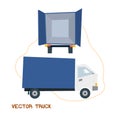 Delievery truck rear and side view cartoon style illustration vector