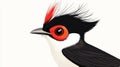 A vibrant redwhiskered bulbul perched against a white backdrop, showcasing modern cartoon textures in its design Royalty Free Stock Photo