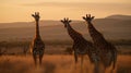 Delight in the heartwarming sight of multiple giraffes interacting with one another, their gentle nudges and playful gestures