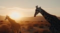 Delight in the sight of two giraffes peacefully grazing together Royalty Free Stock Photo