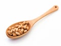 Delight in Simplicity: A Close-up View of Roasted Peanuts in a Wooden Spoon