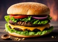 Ai Generative Delight Your Taste Buds with a Savory Fast Food Cheese Burger Classic Royalty Free Stock Photo