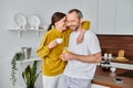 delighted child-free couple with coffee Royalty Free Stock Photo