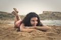 Delighted girl at the beach