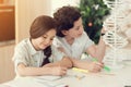 Delighted positive children studying together Royalty Free Stock Photo