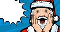 Delighted Santa Claus. Christmas vector illustration in pop art retro comic style