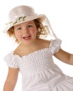 Delighted in a White Easter Bonnet Royalty Free Stock Photo