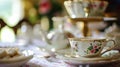 Delightful afternoon tea with cakes and pastries Royalty Free Stock Photo