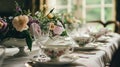 Delightful afternoon tea with cakes and pastries Royalty Free Stock Photo