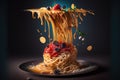 An illustration of Italian pasta mixed with various ingredients., AI, Generative Royalty Free Stock Photo