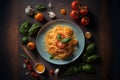 An illustration of Italian pasta mixed with various ingredients., AI, Generative Royalty Free Stock Photo