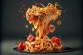 An illustration of Italian pasta mixed with various ingredients., AI, Generative Royalty Free Stock Photo