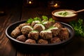 Delightful Arabic kibbeh meal. Generate Ai