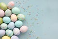 Pastel Easter Eggs and Sprinkles Festive Arrangement Royalty Free Stock Photo