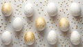 Elegant Easter Eggs: A Festive Pattern of White and Gold Royalty Free Stock Photo