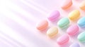 Delightful Array of Colorful French Macarons in Soft Natural Light on Minimalist Background - Close Up Pattern