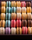 delightful array of colorful macaroons up close.