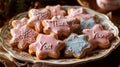 A delightful array of decorated star-shaped cookies, with messages of gratitude
