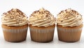 Delightful array of freshly baked cupcakes with cream cheese frosting on an immaculate white table