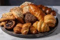 delightful assortment of croissants, danish, and cookies on platter