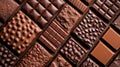 Assorted Chocolate Bars Arranged Diagonally in Dark, Rich Colors Royalty Free Stock Photo