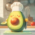 Avocado Chef, a Fun Kitchen Companion! Royalty Free Stock Photo