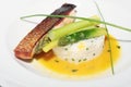 Delightful baked fish with rice and an asparagus