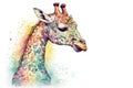 Delightful Boho Illustration of a Cute Baby Giraffe in Soft Vibrant Colors. Perfect for Nursery Decor and Baby Shower Invitations