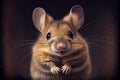 A delightful and charming portrait of a funny mouse with a big smile, showcasing its playful and mischievous personality