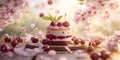 Delightful Cherry Cake Springtime 3D Render Illustration