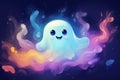 Delightful Colorful cute ghost. Generate Ai