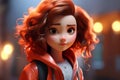 Delightful Cute 3d cartoon girl. Generate Ai