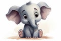 Delightful Cute grey cartoon elephant. Generate Ai