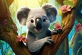 Delightful Cute love koala heart. Generate Ai