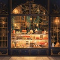 Delightful Dessert Display: A Delectable Storefront Royalty Free Stock Photo