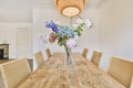 Delightful dining room with a solid wood table