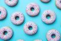 Delightful Donuts blue background. Generate Ai