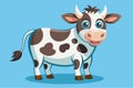 A delightful drawing of a cow with a friendly expression and unique features against a vivid backdrop, A funny and charming Royalty Free Stock Photo