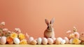 A delightful Easter Bunny surrounded by a colorful array of