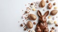 Delightful Easter Chocolate Bunny with Golden Eggs and Sweets Royalty Free Stock Photo