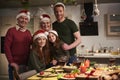 Delightful family celebrating Christmas together