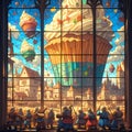Delightful Fantasy: Stained Glass Cake & Cupcakes Illustration