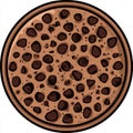 Flat vector illustration of a chocolate chip cookie, filling the frame from a top-down view. Royalty Free Stock Photo
