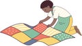 Kids Playing Imaginatively with a Patchwork Quilt, vector design Generative AI Royalty Free Stock Photo