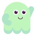Adorable Friendly Ghost Illustration (color green, pose 1) Royalty Free Stock Photo