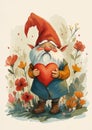 Delightful Gnome: A Cheerful Illustration of Love and Beauty in