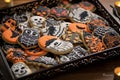 Delightful Halloween Themed Sugar Cookies on Tray