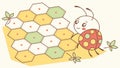 Delightful hexagonal pattern with a cute ladybug and busy bee. Nature\'s charm. vector design Generative AI Royalty Free Stock Photo