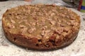 Caramel Apple Cheesecake with Graham Cracker Crust and Candied Pecans